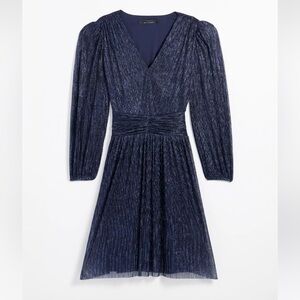 Long Sleeve Metallic Sparkle Mini Dress